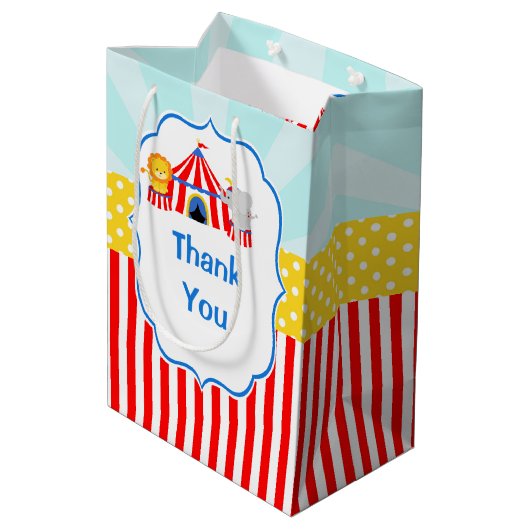 ビッグトップサーカスカーニバル誕生日パーティーありがとう ミディアムペーパーバッグ (裏面アングル)