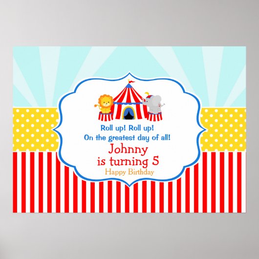 ビッグトップサーカスカーニバル誕生日パーティー ポスター (正面)