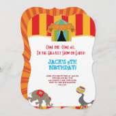 ビッグトップサーカスカーニバル誕生日招待状 招待状 (正面/裏面)