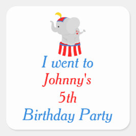 ビッグトップサーカスカーニバル誕生日'私は行った' スクエアシール