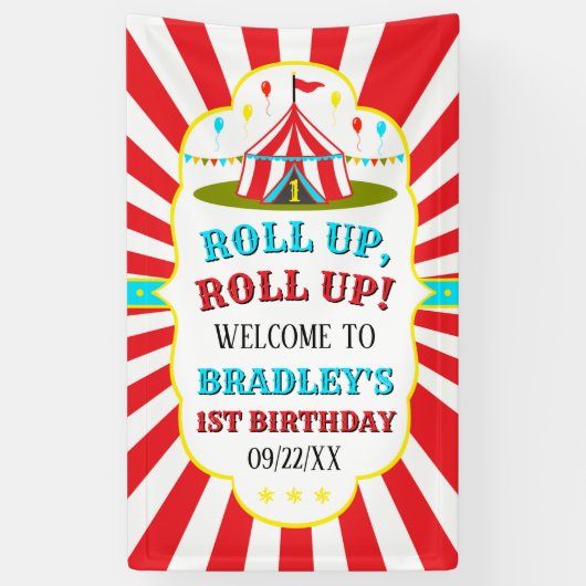 ビッグトップサーカスカーニバル1stバースデーウェルカム 横断幕 (縦)