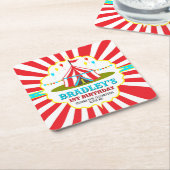 ビッグトップサーカスカーニバル1st誕生日 スクエアペーパーコースター (アングル)