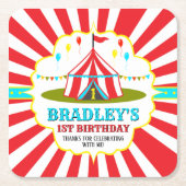 ビッグトップサーカスカーニバル1st誕生日 スクエアペーパーコースター (正面)