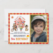 ビッグトップバジェットサーカスフォトフィフス誕生日 招待状 (正面)