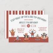 ビッグトップ誕生日へ!サーカスパーティー 招待状 (正面/裏面)