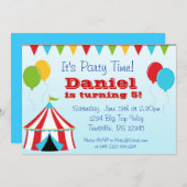 ビッグトップnバルーンカーニバルサーカス誕生パーティー 招待状 (正面/裏面)