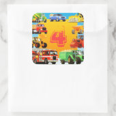 ビッグトラック4th誕生日パーティーカスタムキッズ スクエアシール (バッグ)