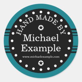 ビッグドット&ストライプブラック+あなたのバック。&アイディア ラウンドシール