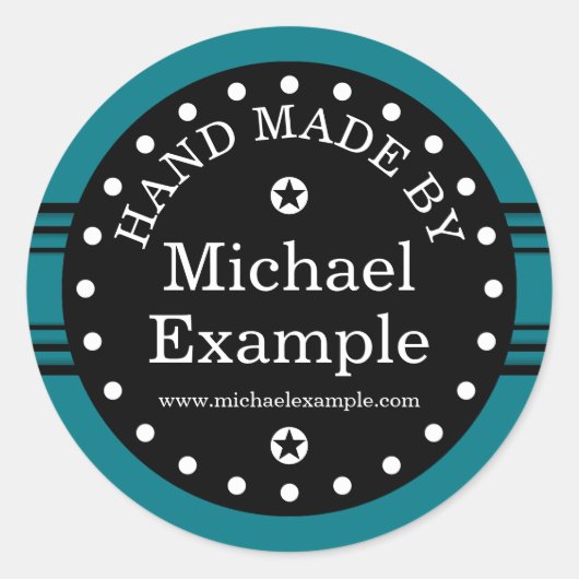 ビッグドット&ストライプブラック+あなたのバック。&アイディア ラウンドシール (正面)