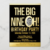 ビッグナイン0h!90番目の誕生日の写真 箔招待状 (正面)