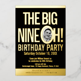 ビッグナイン0h!90番目の誕生日の写真 箔招待状