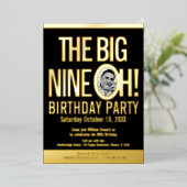 ビッグナイン0h!90番目の誕生日の写真 箔招待状 (立ち正面)