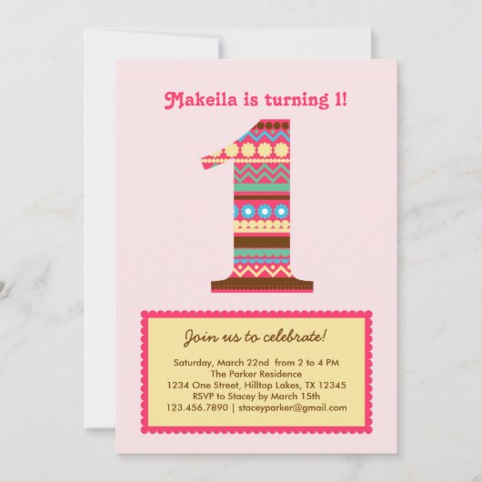 ビッグナンバーワン誕生日招待状 招待状 (正面)