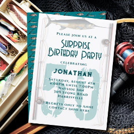 ビッグナンバー魚釣りテーマ成人男性パーティー 招待状