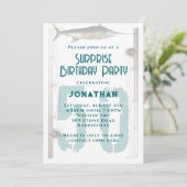 ビッグナンバー魚釣りテーマ成人男性パーティー 招待状 (スタンド正面)