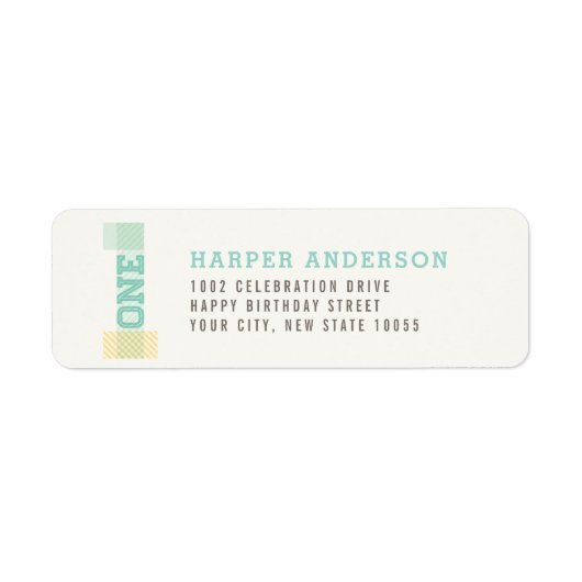 ビッグナンバー1グリーンストライプパーティーキッド1st誕生日 ラベル (正面)