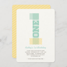 ビッグナンバー1ストライプベビーニュートラル1歳 招待状