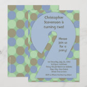 ビッグナンバー2 2歳の男の子の誕生日パーティー招待状 招待状 (正面/裏面)