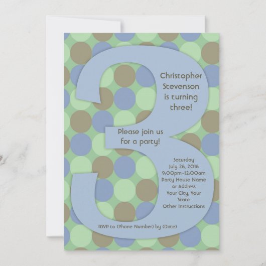 ビッグナンバー3第三少年の誕生日パーティー 招待状 (正面)