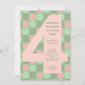 ビッグナンバー4ガールの4歳の誕生日パーティー 招待状 (正面)