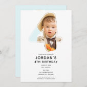 ビッグナンバー4 FOUR写真第4誕生日パーティー 招待状 (正面/裏面)