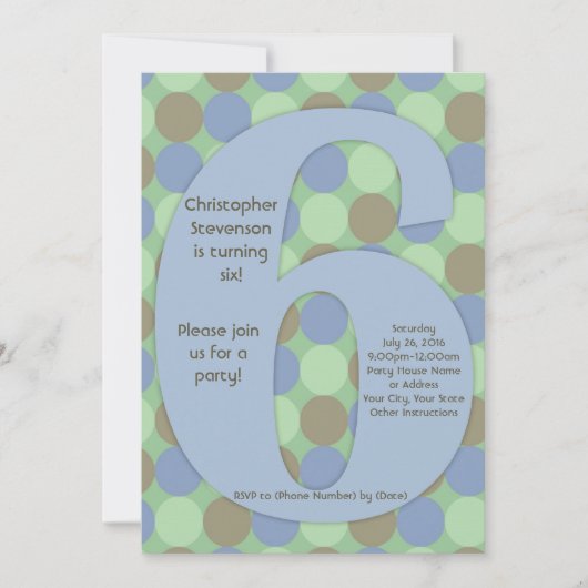 ビッグナンバー6少年の第6回バースデーパーティー 招待状 (正面)