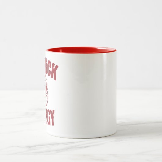 ビッグニックエナジーサンタおもしろいー失礼クリスマスジョーク ツートーンマグカップ (中央)