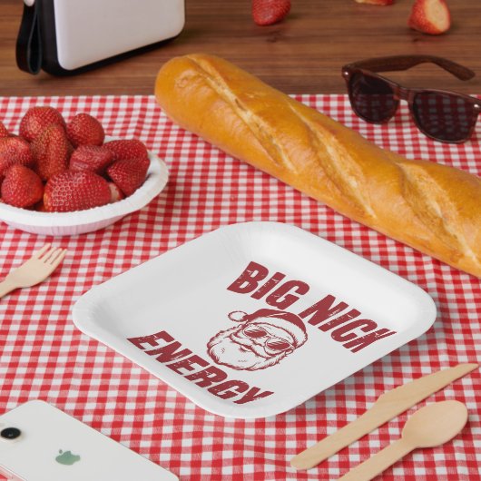 ビッグニックエナジーサンタおもしろいー失礼クリスマスジョーク ペーパープレート (ピクニック)