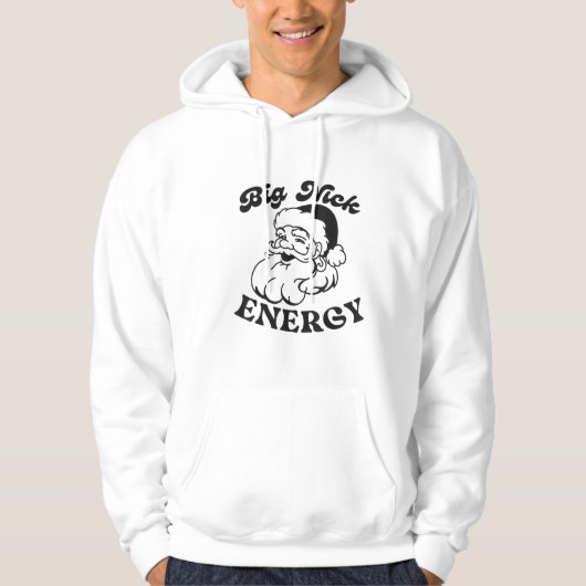 ビッグニックエナジーサンタクロースおもしろいフード付きスウェットシャツ パーカ (正面)