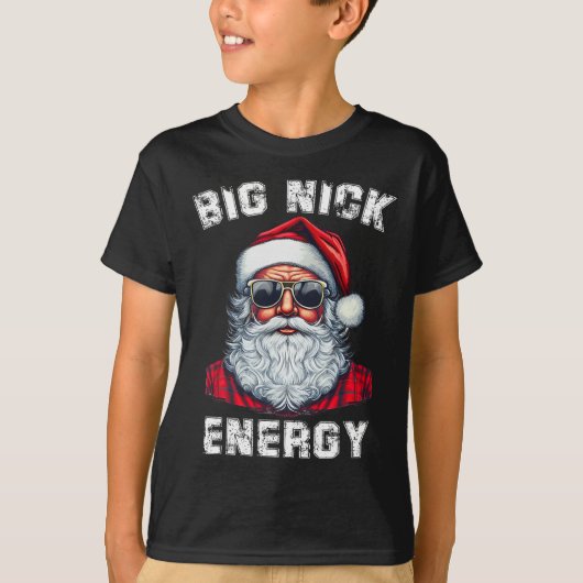 ビッグニックエネルギーおもしろいサンタクリスマス4 Tシャツ (正面)