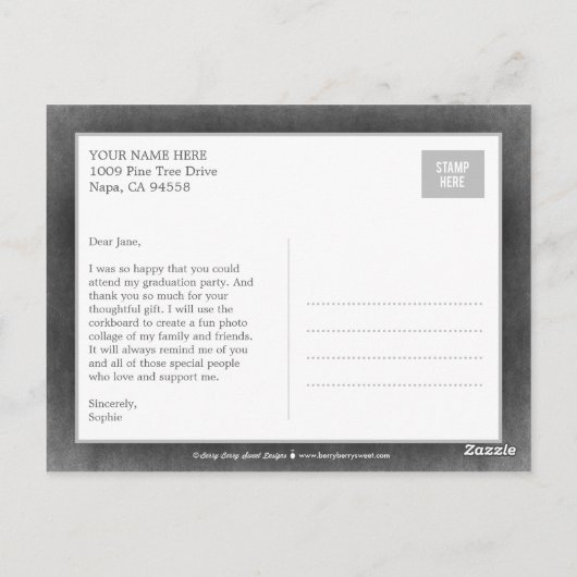 ビッグニュース卒業ありがとうポストカード ポストカード (裏面)