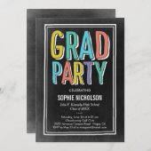 ビッグニュース卒業パーティー招待状チョーク 招待状 (正面/裏面)