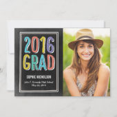 ビッグニュース卒業発表招待状チョーク 招待状 (正面)