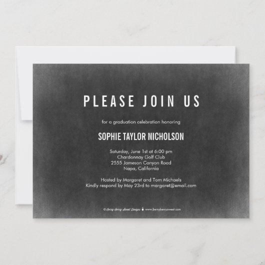 ビッグニュース卒業発表招待状チョーク 招待状 (裏面)