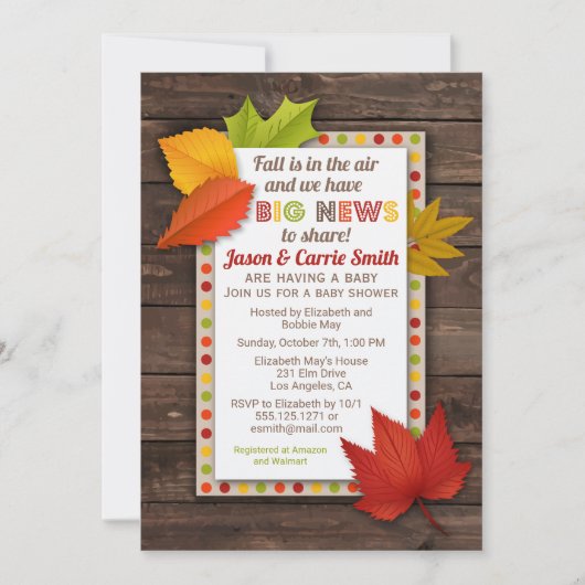 ビッグニュース紅葉ベビーシャワー招待状 招待状 (正面)
