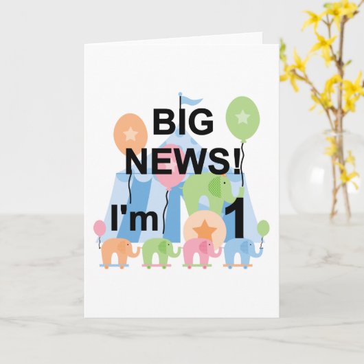 ビッグニュースCircus 1st誕生日Tシャツとギフト カード (黄色い花)