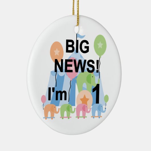 ビッグニュースCircus 1st誕生日Tシャツとギフト セラミックオーナメント (右)
