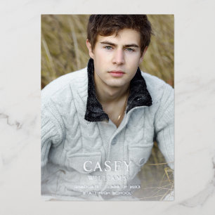 ビッグネモダンーム・フォト卒業パーティー垂直灯 箔招待状