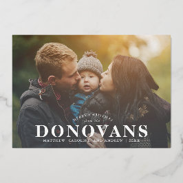 ビッグネームとニュースレター付きクリスマスカード 箔シーズンカード