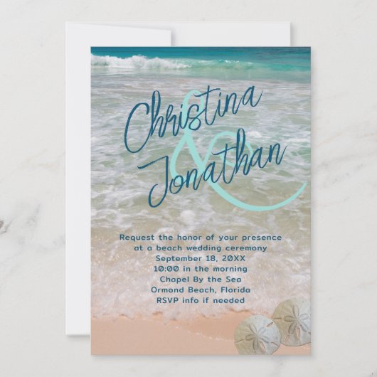 ビッグネームカジュアルズ結婚ターコイズシー招待状 招待状 (正面)