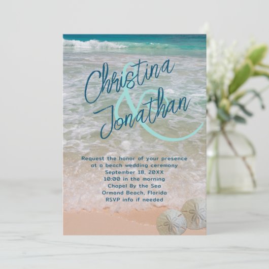 ビッグネームカジュアルズ結婚ターコイズシー招待状 招待状 (スタンド正面)