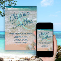 ビッグネームカジュアルズ結婚ターコイズシー招待状