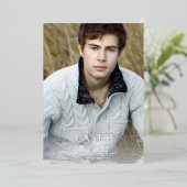 ビッグネームモダン写真卒業パーティー縦灯 箔招待状 (立ち正面)