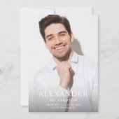 ビッグネームモダン写真卒業式縦型アナウンス 招待状 (正面)