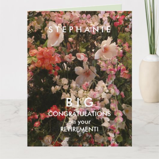 ビッグネーム退職祝い多くの花 カード (正面)