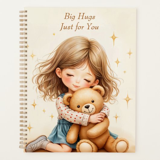 ビッグハグカワイガールハギングテディベア紙シート プランナー手帳 (正面)