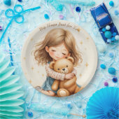 ビッグハグカワイガールハギングテディベア紙シート ペーパープレート (パーティー)