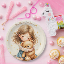 ビッグハグカワイガールハギングテディベア紙シート ペーパープレート