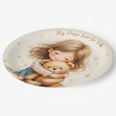 ビッグハグカワイガールハギングテディベア紙シート ペーパープレート (アングル)