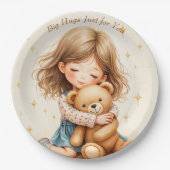 ビッグハグカワイガールハギングテディベア紙シート ペーパープレート (正面)